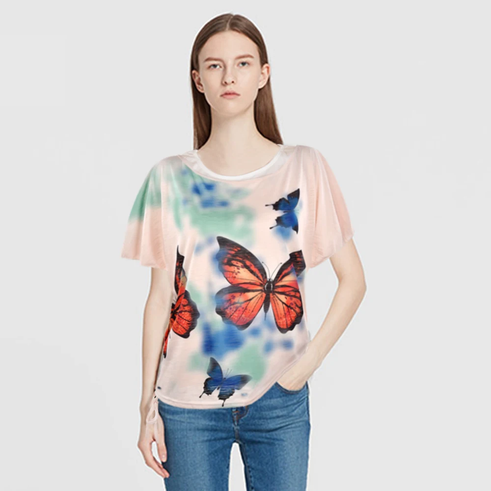 COONIS модные женские туфли на каждый день с принтом бабочка футболки короткими