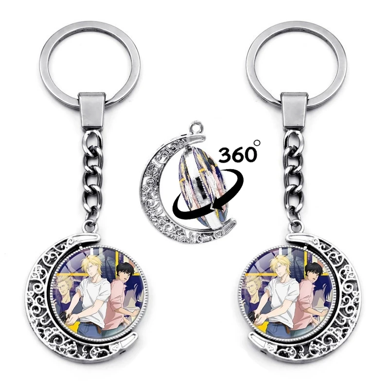 

Death Note Anime Keychain Charms 360 Degrees Rotated Moon Pendant Car Key Chain Key Ring Holder Cosplay Jewelry for Gift