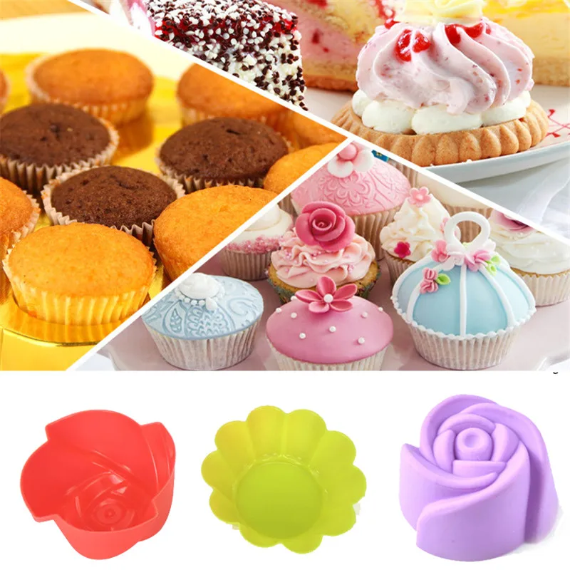 6 шт./компл. силиконовые формы форма сердца или розы кекс силиконовый для торта