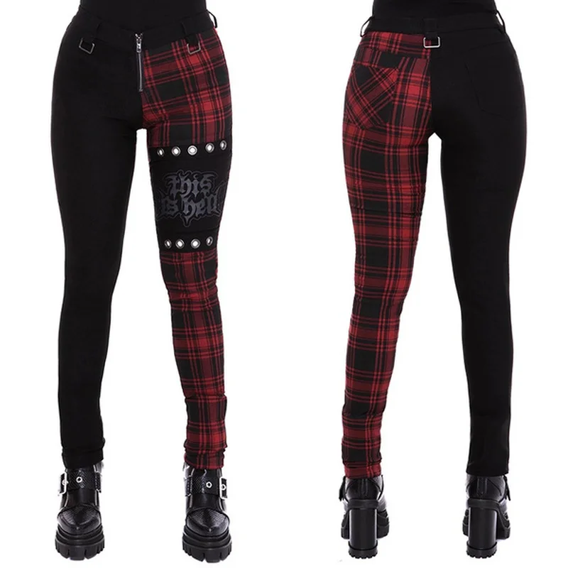 

Women Plaid Pants High Waist Gothic Punk Pant Spring Summer Streetwear Woman Fashion Zipper Y2k Long Bottoms Pants Trousers