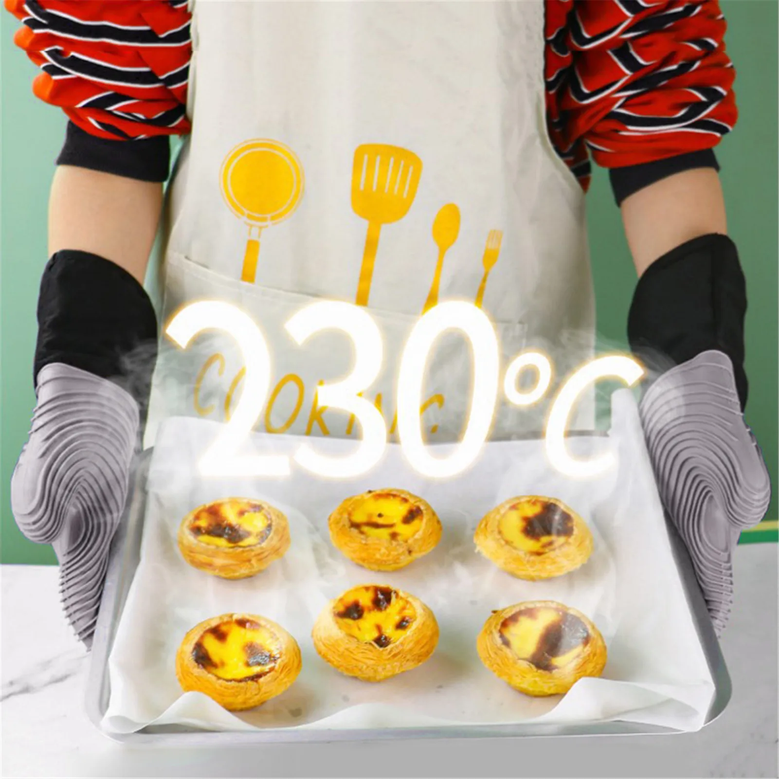 

Silicone Oven Mitts, 1 Pair Heat Resistant Oven Gloves - Non Slip Cooking Gloves, Kitchen Oven Gloves for BBQ Grilling Cooking