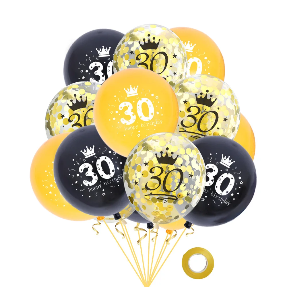 

Adult Birthday Party Balloon Decoration Number Confetti Balloons Set Latex Golden Balloon Birthday Banner Foil Balloon Party Kit