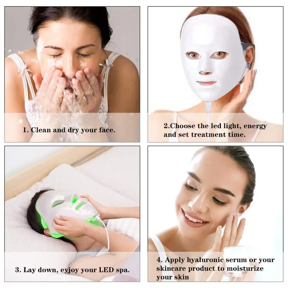 Маска светодиодная фотонная для устранения морщин и акне 7 цветов|Устройство
