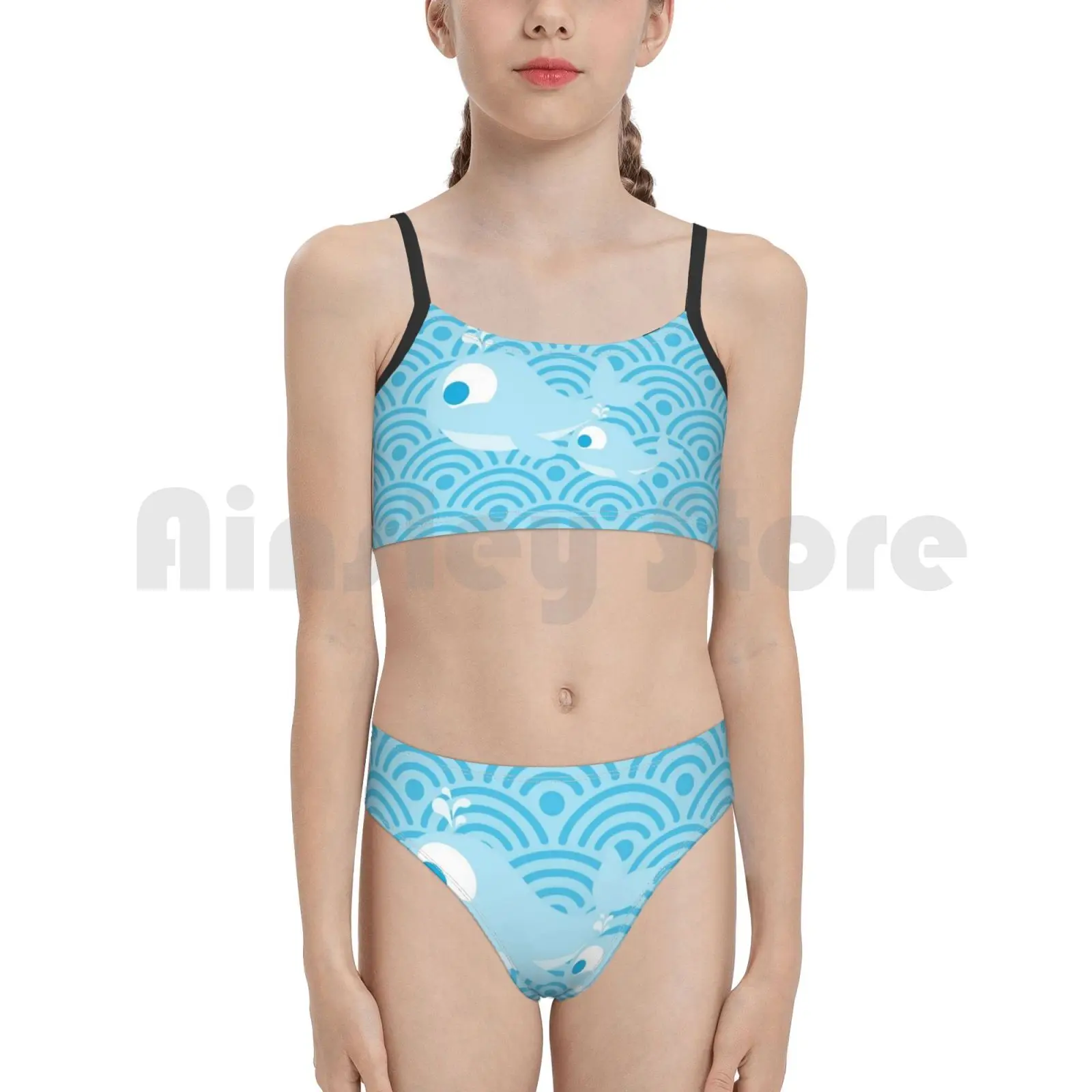 Китов и волн купальники бикини цельнокроеное платье Для женщин 2 шт. китов волны