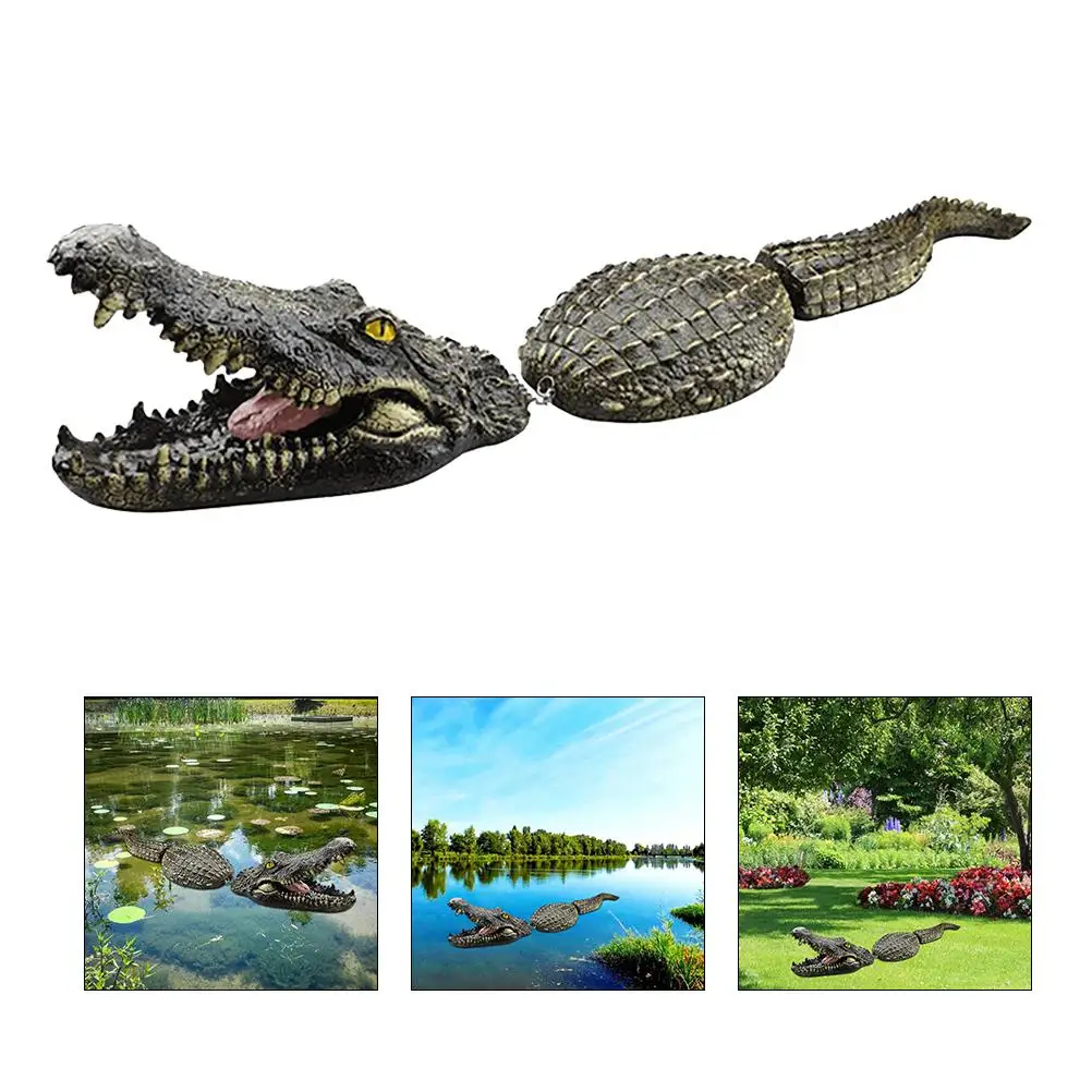 

Floating Crocodile Ornament Simulation Alligator Statue Water Decoy for Pool Pond Garden