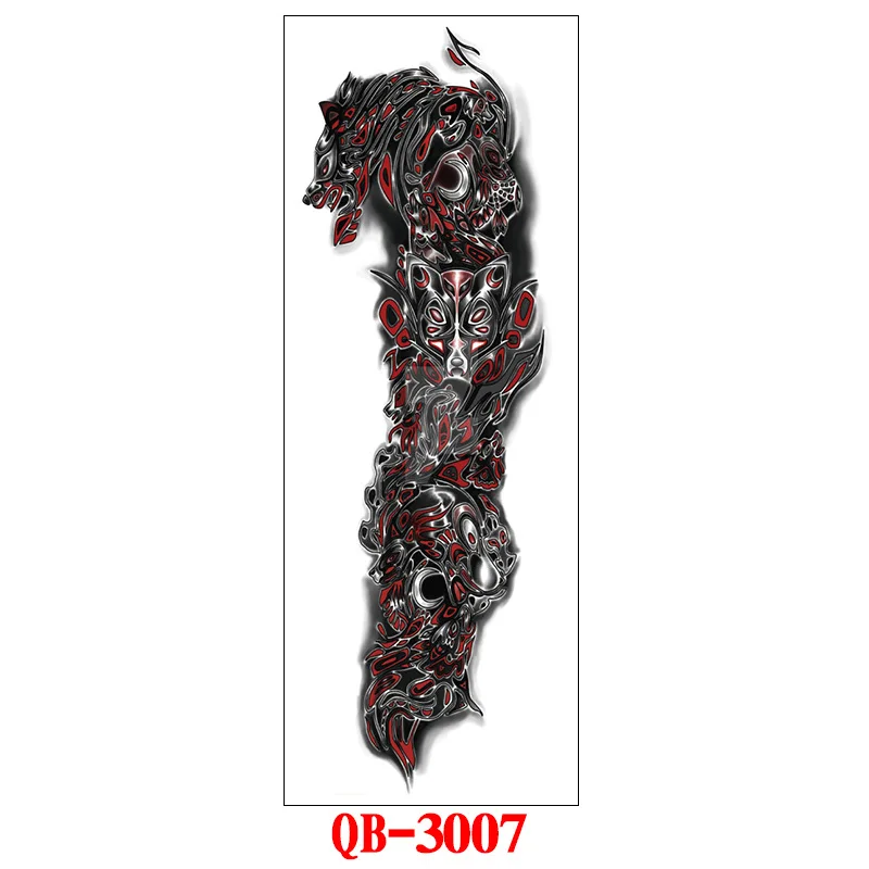 Full Arm Temporary Tattoo Stickers Large Black Skeletons Body Tattoo Waterproof Tattoo For Men Women Fake Tattoos 17*48cm - Цвет: 3007