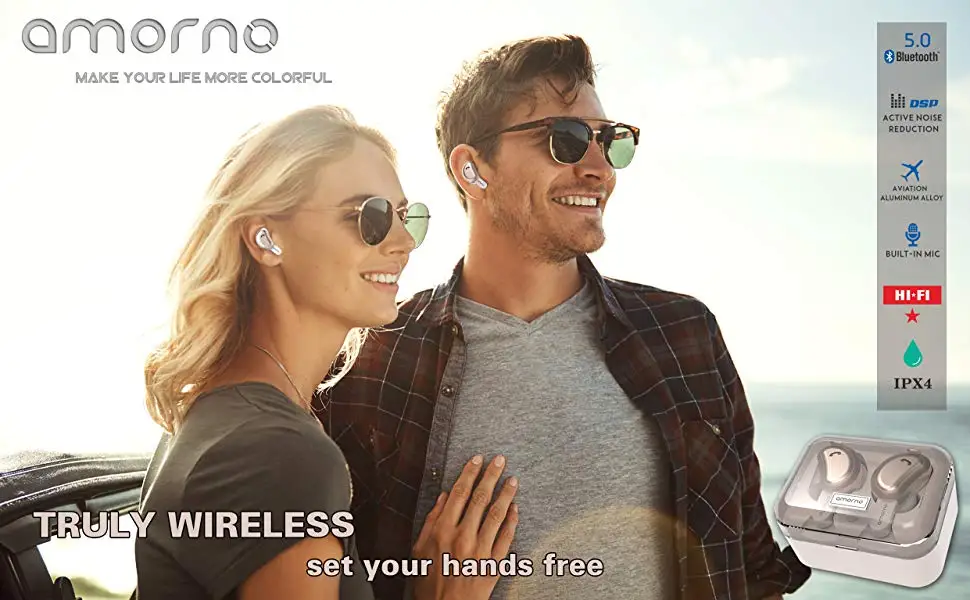 Amorno, беспроводные наушники-вкладыши, наушники, беспроводные, Bluetooth, наушники с шумоподавлением, Ecouteur Sans Fil, Bluetooth, Бас-гарнитура