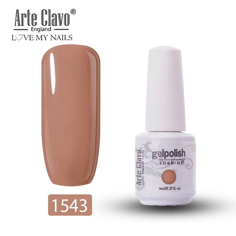 1543 Arte Clavo, 8 мл, зеленый цвет, Гель-лак для ногтей, лак для ногтей, блестящий гель, лак для ногтей, полуперманентный, УФ-Гель-лак, впитывающий - Цвет: 1543