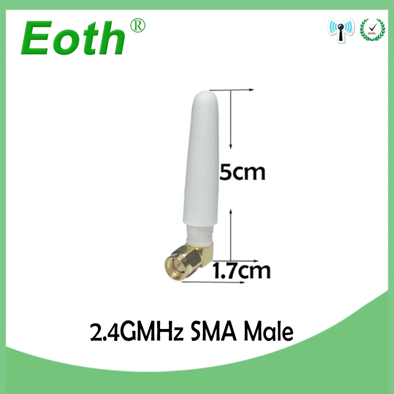 EOTH 10pcs 2.4g antenna 2~3dbi sma male wlan wifi 2.4ghz antene pbx iot module router tp link signal receiver antena high gain