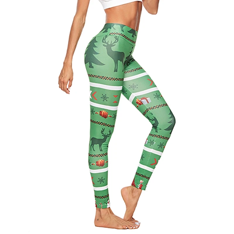Лидер продаж длинные леггинсы шикарные женские рождественские с изображением