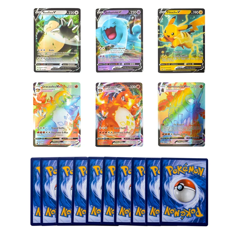 aниме pokemon cards vmax gx tag ex mega v anime figure pikachu charizard french flash card pokémon childrens toys game gift f