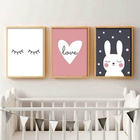 nursery wall art canvas painting nditb rabbit heart cartoon posters and prints decorative picture nordic style kids decoration