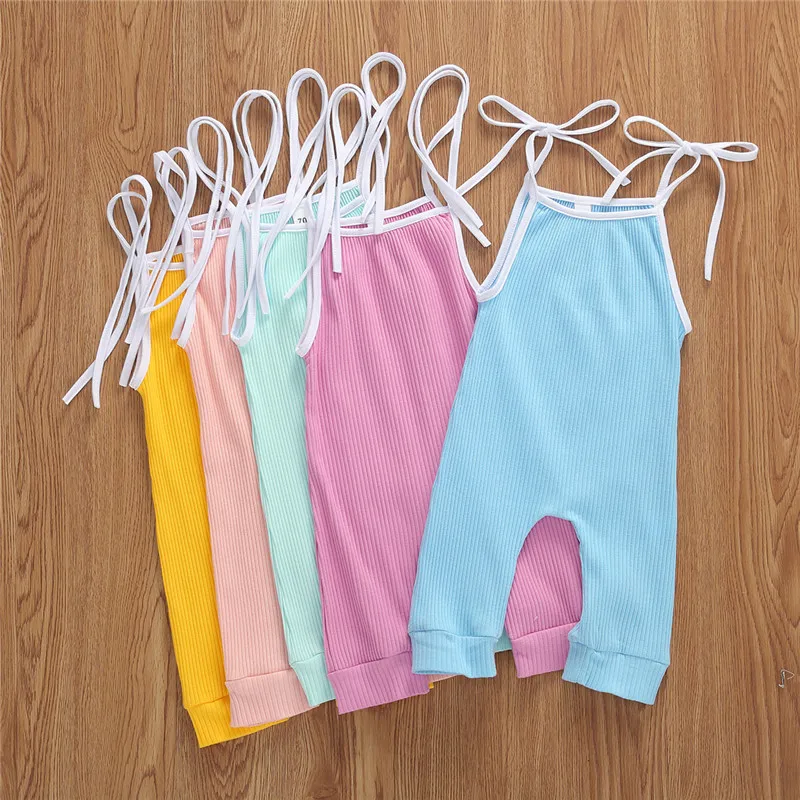 

5 Candy Color Romper For Nerwborn Baby Boys Girls Cotton Soft Rompers Summer Holiday Sleeveless Jumpsuit One Piece Outfit 0-24M