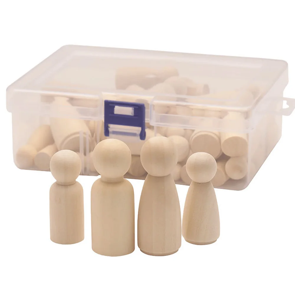 Juego de 50 unids/set de mu&ntilde;ecas masculinas y femeninas de madera, de 35/43/55/65mm, con pintura a Color, decoraciones para cuerpos, juguetes para garabatos-1