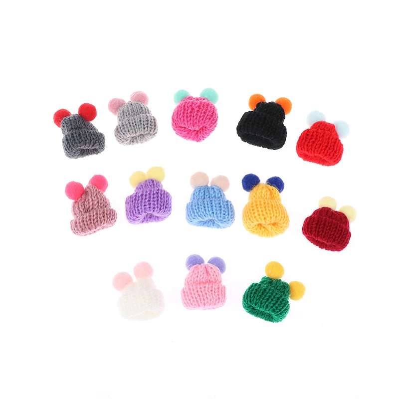 10 шт. вязаные миниатюрные шапки с помпонами аксессуары для волос сделай сам брошь