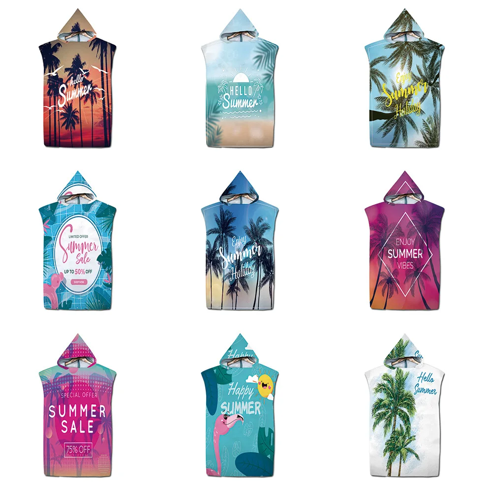 

Банное полотенце из микрофибры для взрослых, пляжное полотенце, сменный халат, плащи, с капюшоном, для бассейна, тренажерного зала, фитнеса, ...