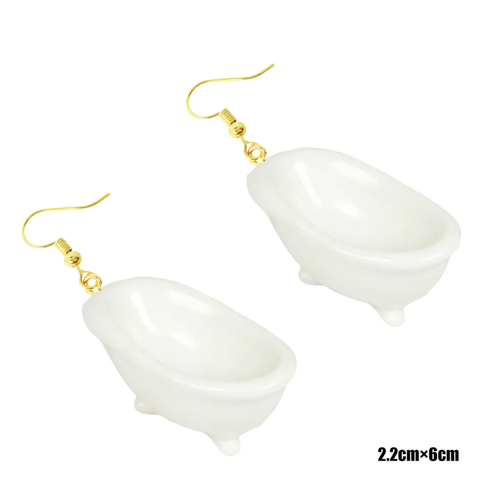 

New Funny Drinking Fountain Toliet Bathtub Earrings For Women Geometric Unusual Creative Acrylic Dangle Earrings Fashion Jewelry