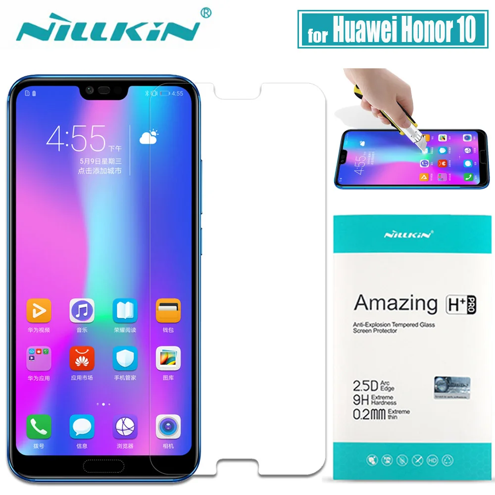 

Huawei Honor 10 Tempered Glass Screen Protector NILLKIN 9H Hard Clear Safety Protective Tempered Glass on Huawei Honor 10 Nilkin