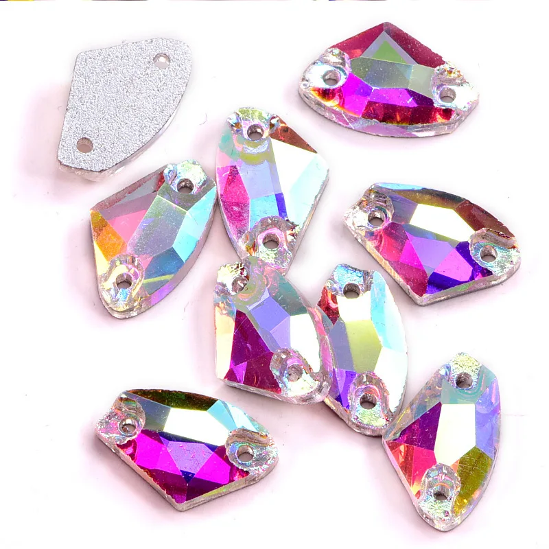 Аппликация для стеклянной стразы с двумя отверстиями 3 размера B0290 | Дом и сад