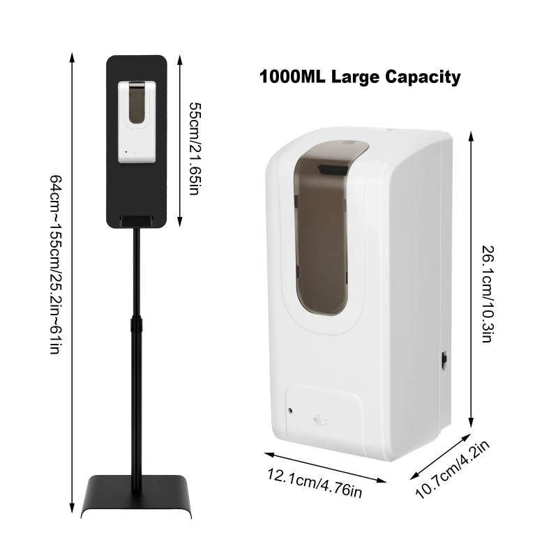 

Automatic Hand Sanitizer Dispenser with Stand 1000ML Touchless Mist Spray Hand Soap Dispenser and Floor Stand Height Adjustable