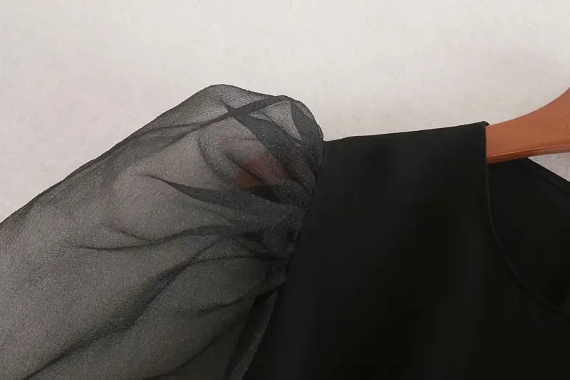 Винтажное элегантное платье-футляр в стиле пэчворк, платье для женщин, модное короткое платье с круглым вырезом из органзы, пышные рукава, платья на молнии сзади, vestidos mujer