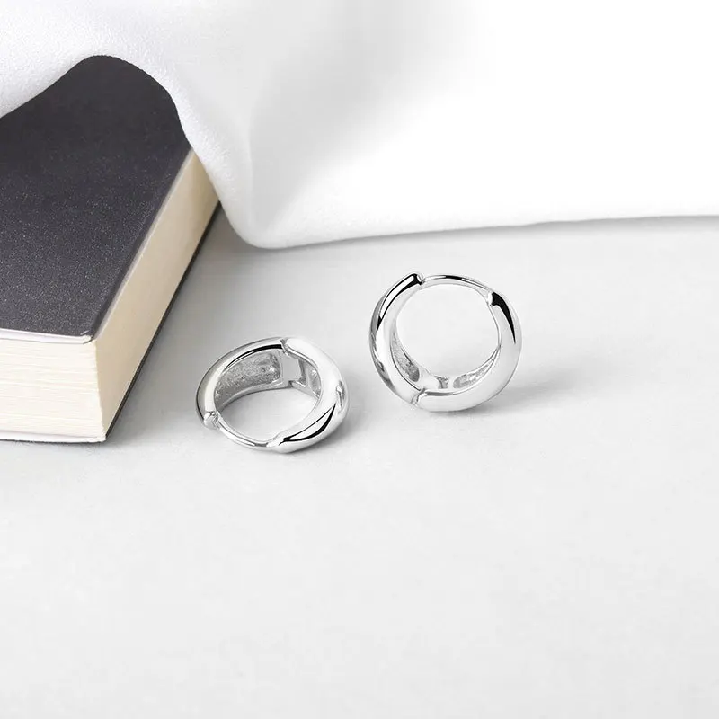 

1 pair S925 silver Simple Round Circle Hoop Earrings Plated Gold Korean Earring Jewelry For Women Accessories S-E1373