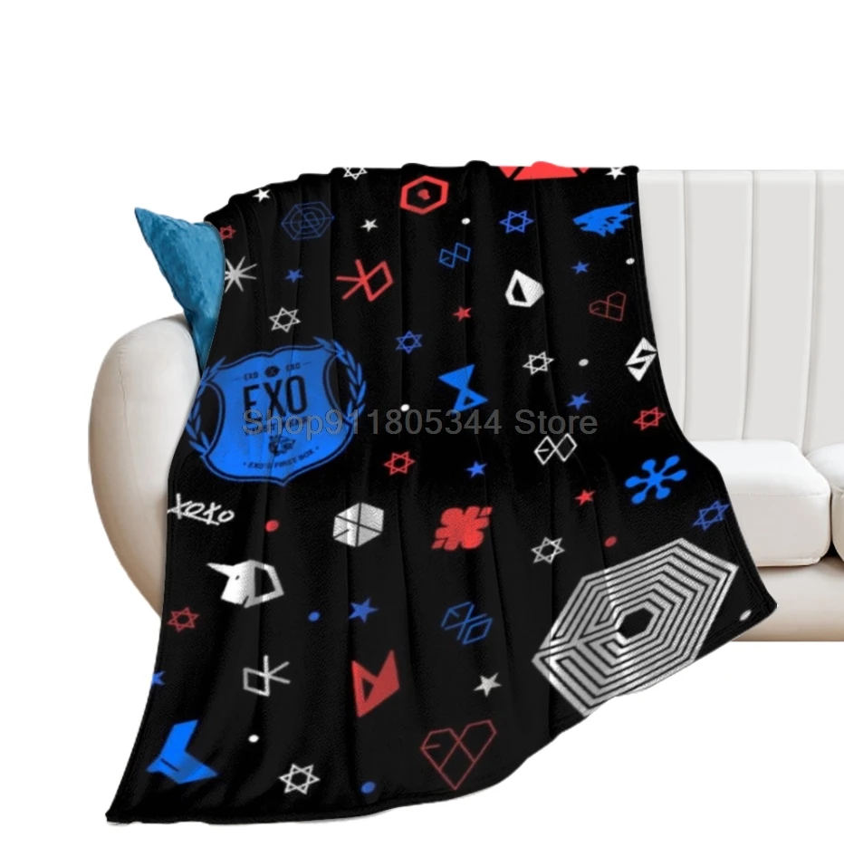 Korea EXO kpop cool boy Throw Blanket Fuzzy Warm Throws for Winter Bedding 3D Printing Soft Micro Fleece Blanket