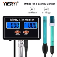 yieryi online ph salinity monitor 2 in 1 tester for aquarium pool spa seawater horticultural water quality