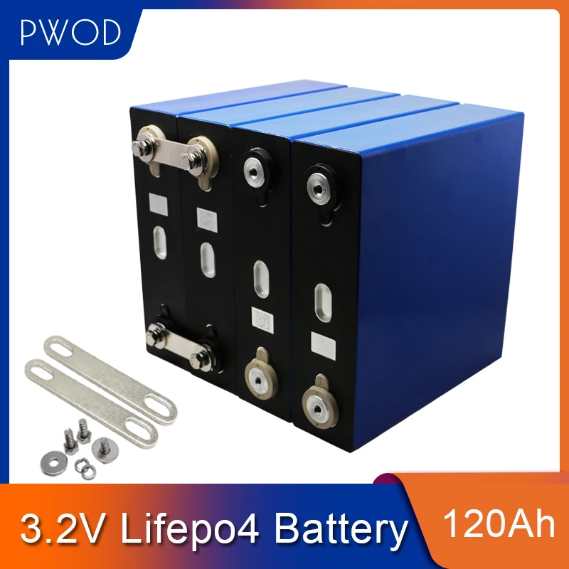 

PWOD 16PCS 3.2V 120Ah LiFePO4 Long LifeCycles 3500 Times For Solar Energy Storage 12V 24V 48V 120Ah Battery pack US EU VAT FREE