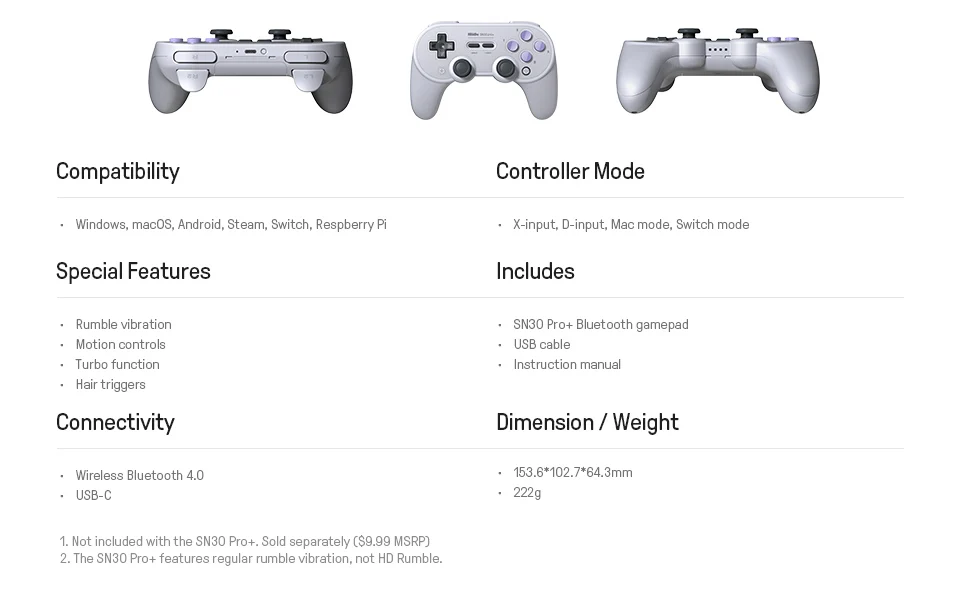 8bitdo SN30 PRO+ беспроводной джойстик Bluetooth пульт дистанционного управления геймпад для Windows/Android/macOS/nintendo Switch