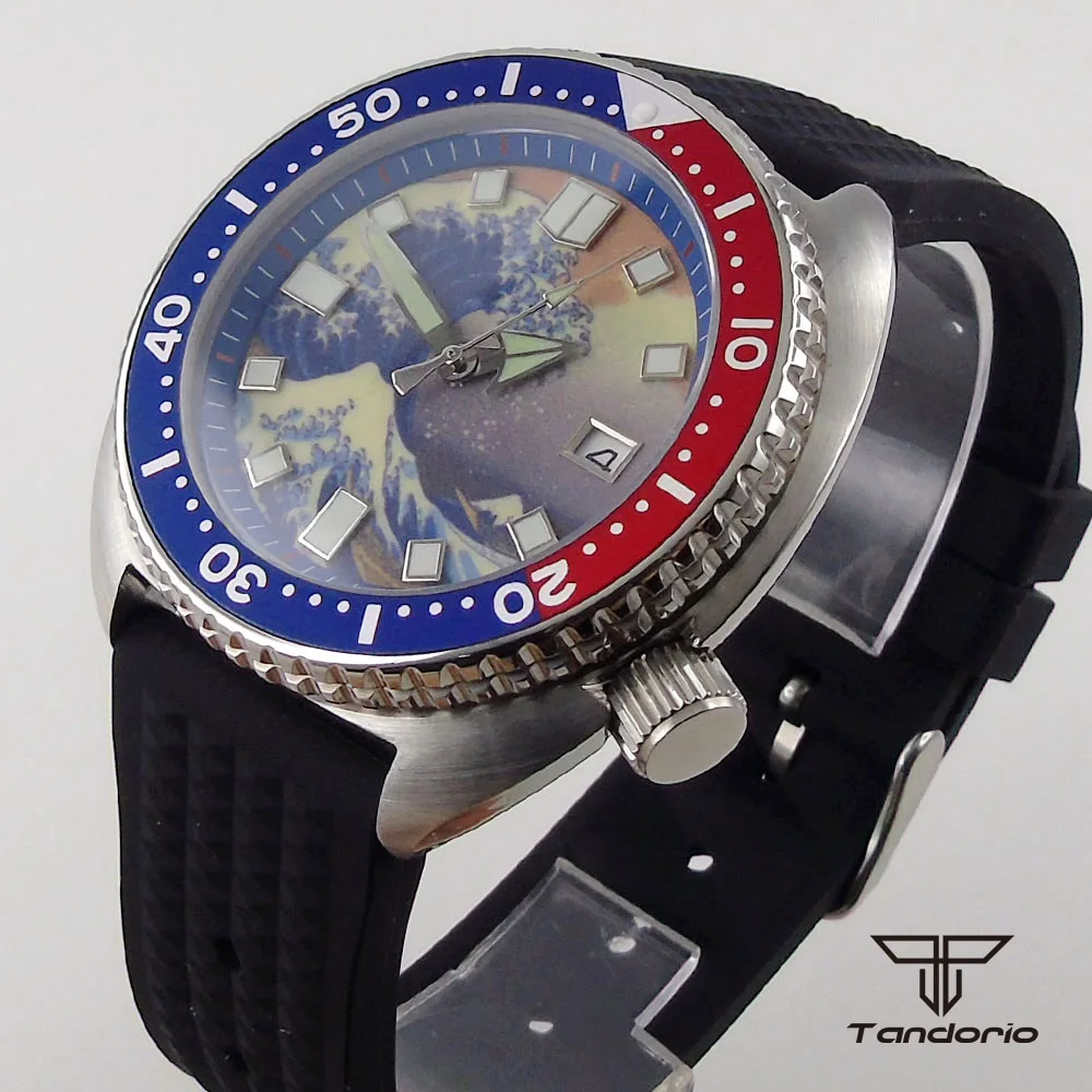 

NH35A Brushed 45mm Automatic Men Watch 5ATM Waterproof Date Nologo Sapphire Glass Luminous Rubber Band Alloy Insert Date Display