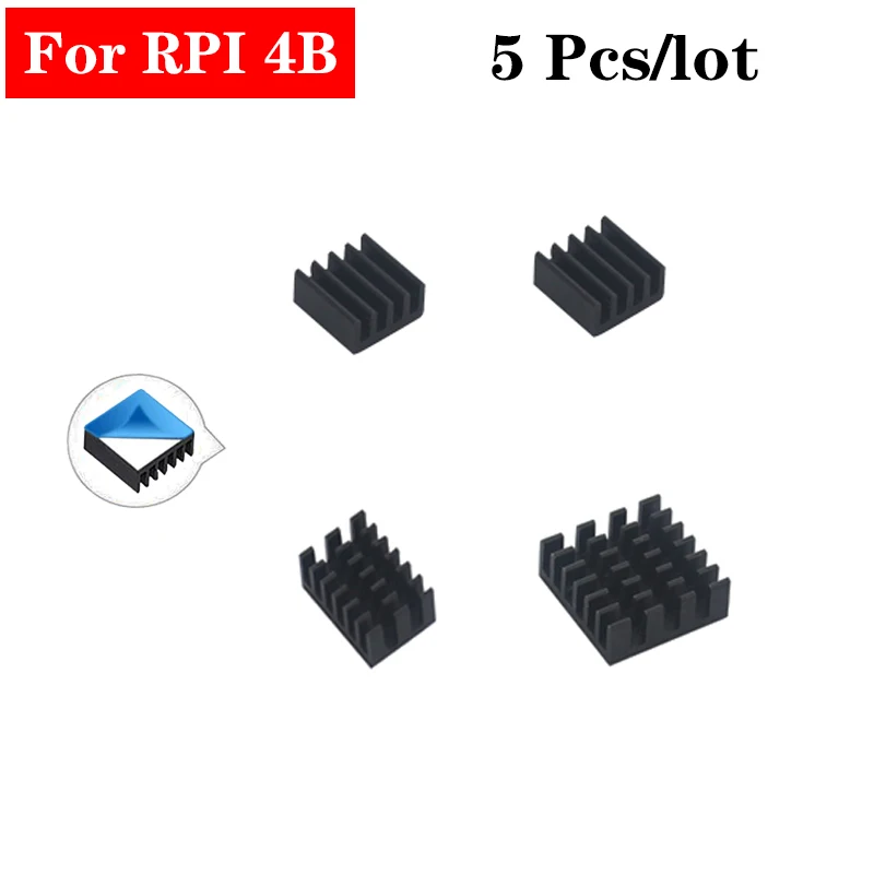 5Pcs lot 5 шт./партия 10 шт./партия алюминиевый радиатор для Raspberry Pi 4B алюминиевый кулер радиатор комплект для Raspberry Pi 4 Модель B Pi 4B - Цвет: 5Pcs lot