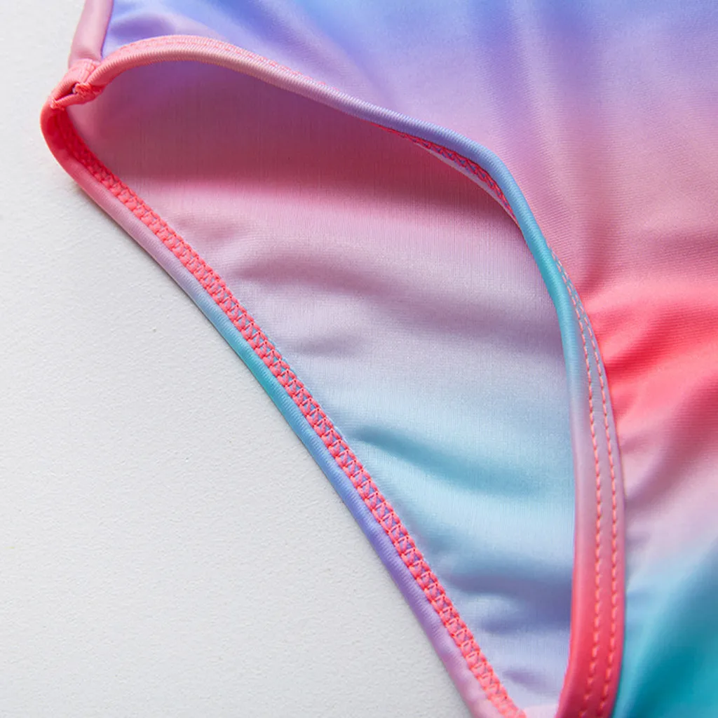 Одежда для малышей детский купальник девочек полосатый радужной расцветки