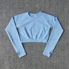 Женская Спортивная футболка WAREBALL, укороченный топ с рукавами, бесшовный спортивный топ для йоги, фитнеса, Спортивная рубашка с длинным рукавом