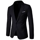 Бордовый Мужской Блейзер, приталенный мужской однотонный костюм для отдыха, Молодежный маленький костюм, однотонный свободный пиджак, трендовая куртка