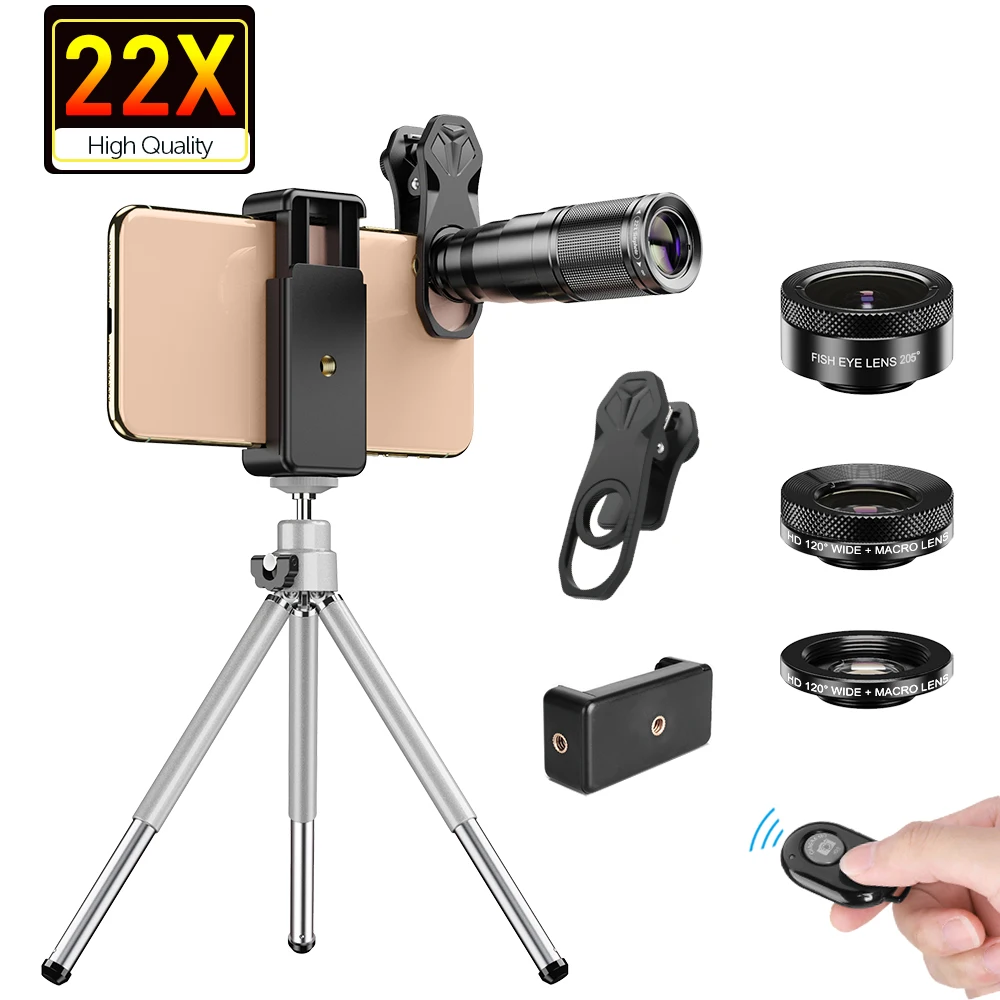 Набор объективов APEXEL 4 в 1 для HD камеры монокулярный телескоп с зумом телефото