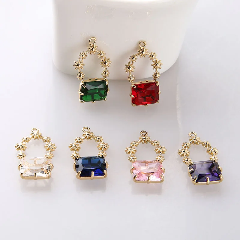 

4 шт., покрытые медью, 2020, новые модные женские серьги с кристаллами, женский циркон, полый кулон-венок, DIY ожерелье, аксессуары, материал