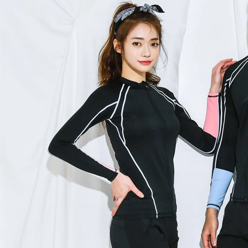 WackDaria сексуальный женский купальник рашгарды длинный рукав черный цвет летний