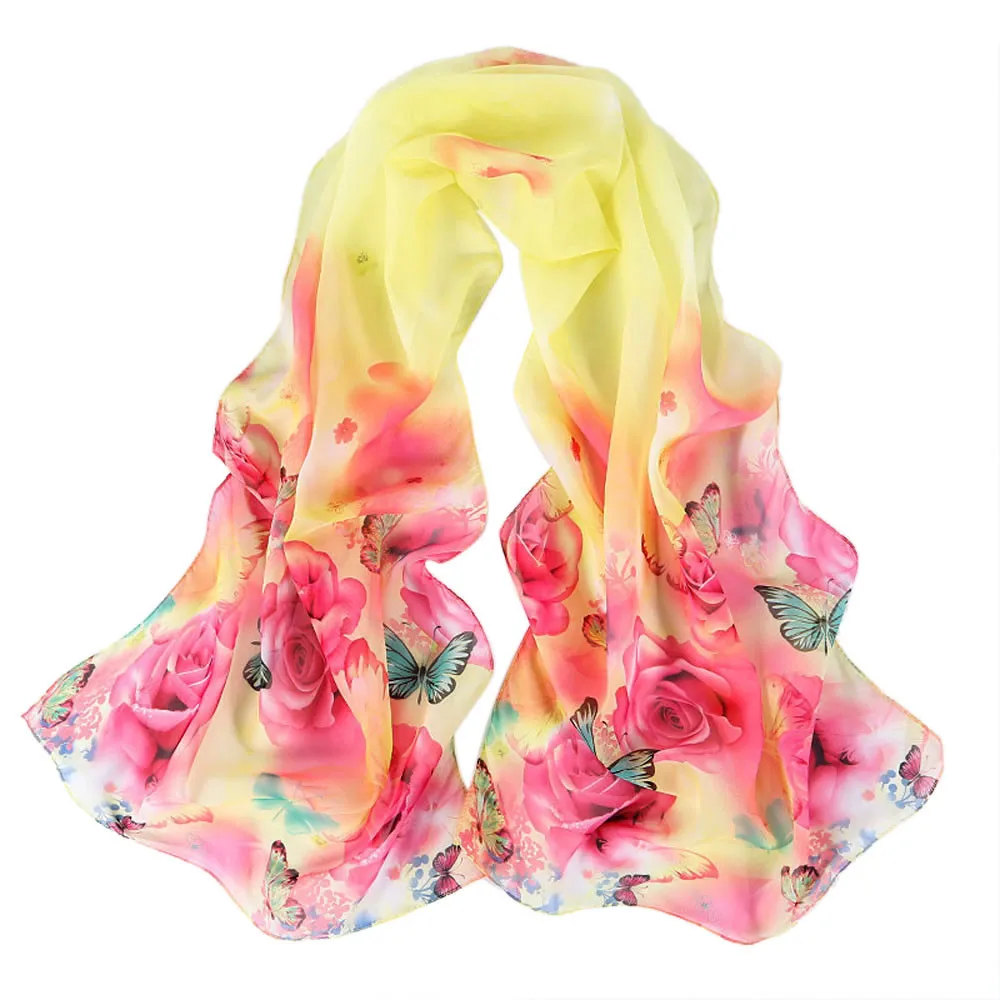 Новые красивые женские длинные шарфы с рисунком пиона шаль шарф пончо вышивкой