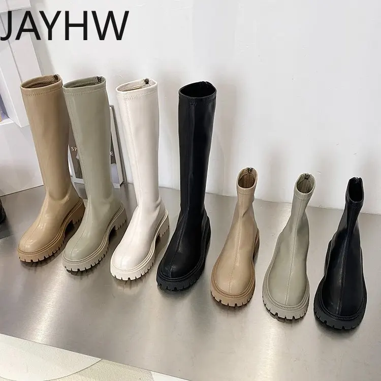 

JAYHW New Winter High Heels High Quality Long Comfortable Mujer Thigh Boots Botas Mujer Zipper Knee-high Fashion Women’s Boots