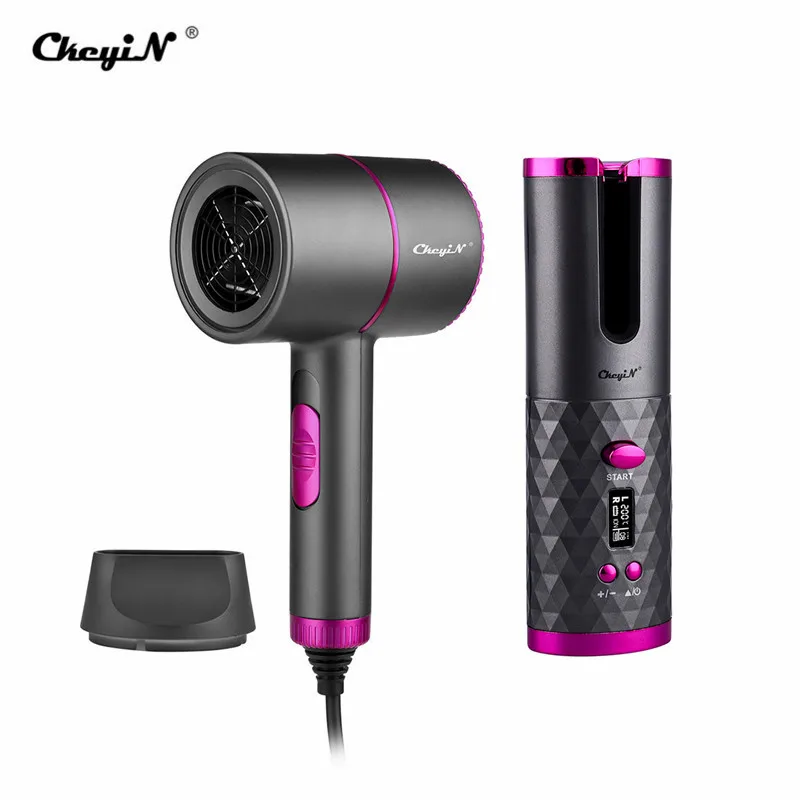 

CkeyiN Professional Electric Hair Dryer Blow Dryer Mini Blowe Dry Hairdryer + Portable Automatic Hair Curling Iron Air Curler
