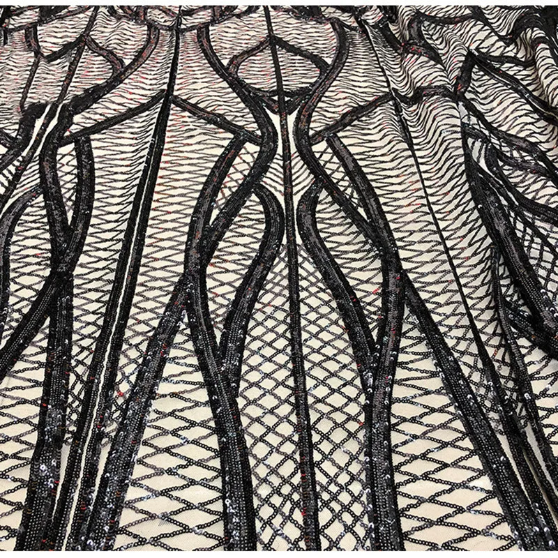 

Lace209 современные модные блестящие модельные ткани вечерние платье ткани рисунок паутины позиционирования узор 3 мм блестками эластичная се...