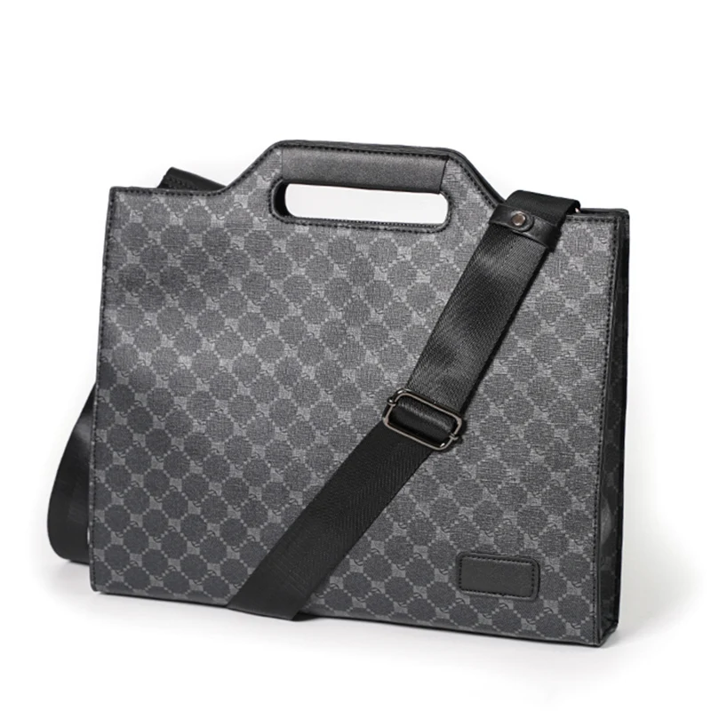 Business Briefcase for Men Leather ipad Storage Bag Luxury Designer Plaid Messenger Bags Fashion Male Work Office Laptop Handbag