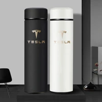 500ml smart thermos bottle with logo temperature display portable stainless steel thermo mug for tesla model 3 s x y in car