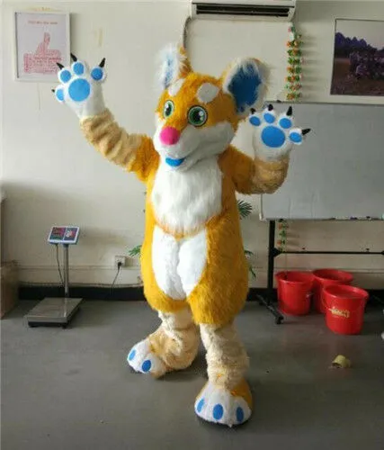 Желтый костюм талисмана хаски для косплея платье вечеринки одежда рекламная