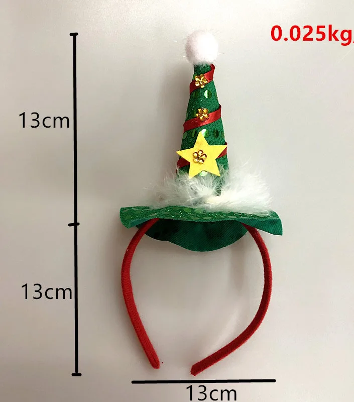 

Christmas Santa Claus Personality with Handmade Stripe Feather Hat Headband XMAS Accessories Hairband Photography Party Props