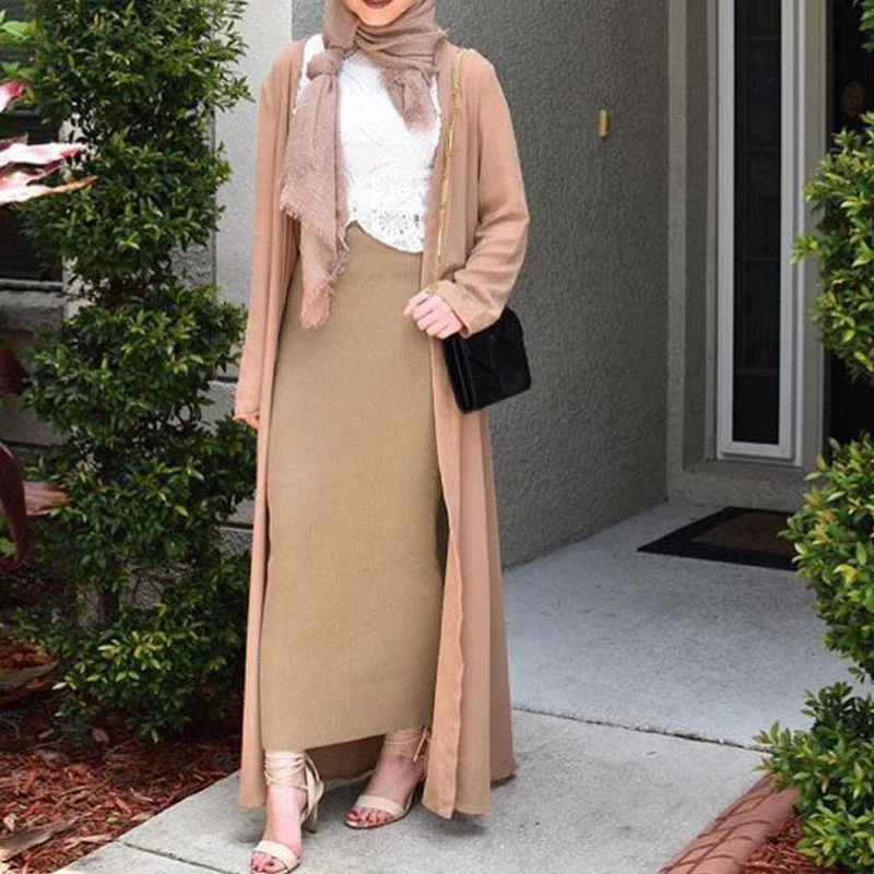Платья Abaya Дубай Кафтан мусульманская Мода длинная облегающая макси юбка платье