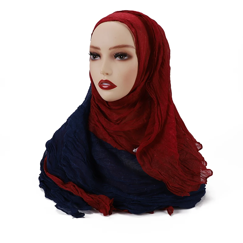

65X175CM Fashion cotton and linen scarf ladies double color matching soft Malaysia scarf bib ethnic style popular scarf