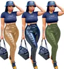 Женские леггинсы на молнии CM.YAYA, брюки-карандаш из искусственной кожи с высокой талией, штаны с драпировкой в уличном стиле