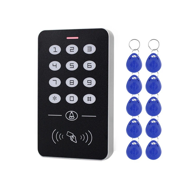 MOOL DC12V Electronic Access Control Keypad RFID Card Reader Controller with Door Bell Backlight for Security Lock S |